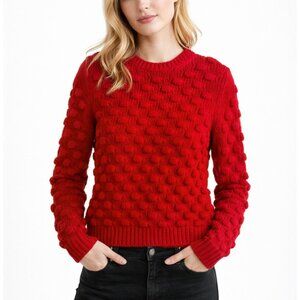 Red Bobble Textured Wool Cashmere Blend Sweater S